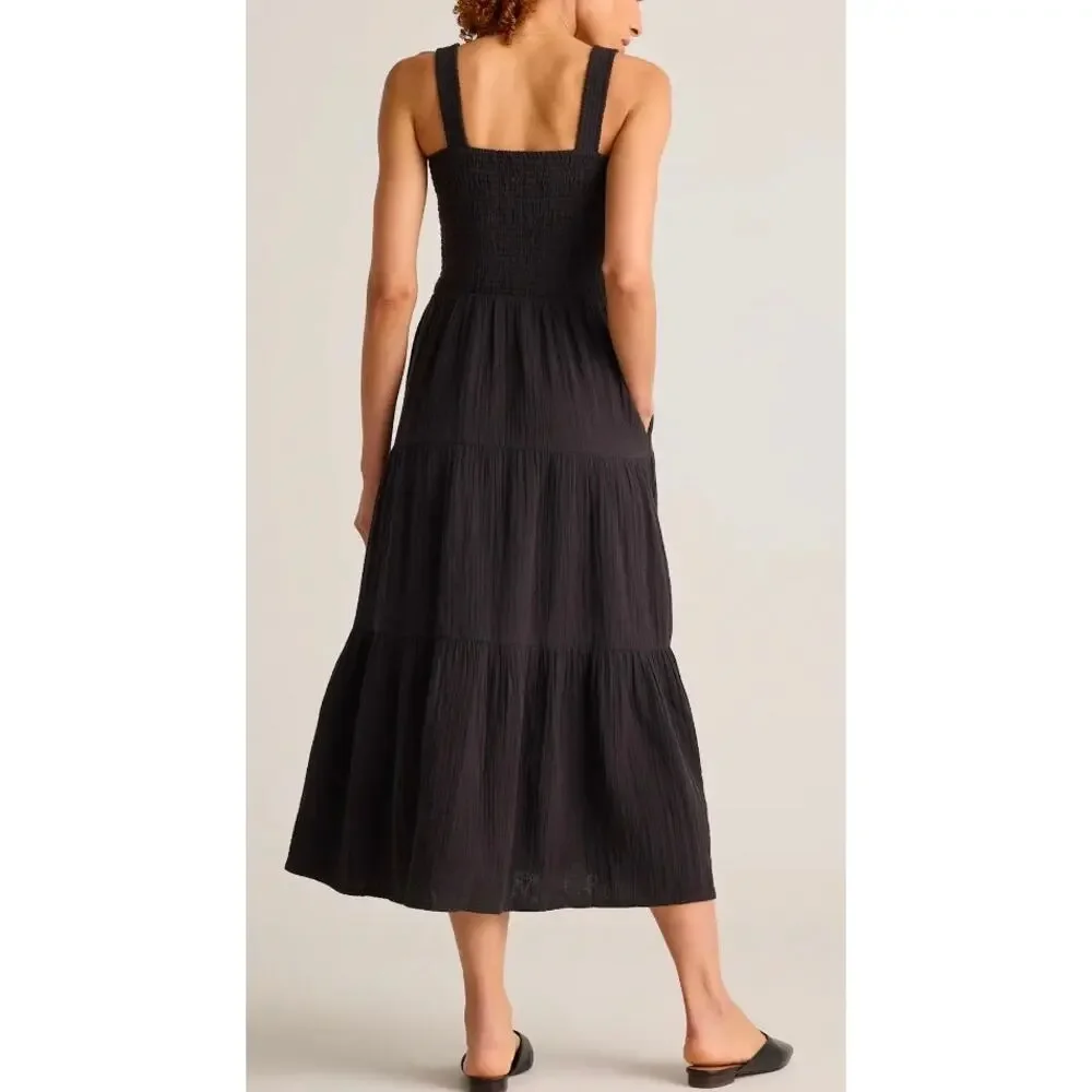 Quince 100% Organic Cotton Gauze Smocked Sleeveless Maxi Dress Size S EUC - Picture 4 of 9